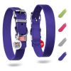 Purple Long Lasting Leather Dog Collar for Large Dogs Medium Small Dogs 15-20 inch Neck x 1 inch Wide Adjustable Classic Collars with Durable Buckle D