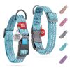 Blue Reflective Cotton Dog Collar Eco Friendly Alt to Nylon Collar for Small Medium and Large Dogs 14-23 inch Neck x 1 inch Wide Pet Collar with QR ID