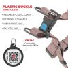 Brown Re Cotton Dog Harness Eco Friendly Dog Harness for Small Medium Dogs S Size 17-22 inch Reflective Dog Harness with QR ID Tag Adjustable Size for