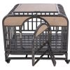 37in Heavy Duty Dog Crate, Furniture Style Dog Crate with Removable Trays and Wheels for High Anxiety Dogs