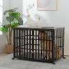 42" Heavy Duty Dog Crate for Large Medium Dogs, Furniture Style cage with 4 Lockable Wheels and 2 Locks, Decorative Pet House Wooden Cage Kennel Furni