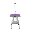 42" Folding Dog Pet Grooming Table Stainless Steel Frame Rubber Mat on Board with Adjustable Arm and Clamps pet dog Cat Grooming Table (PURPLE COLOR)