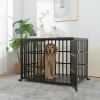 42" Heavy Duty Dog Crate for Large Medium Dogs, Furniture Style cage with 4 Lockable Wheels and 2 Locks, Decorative Pet House Wooden Cage Kennel Furni