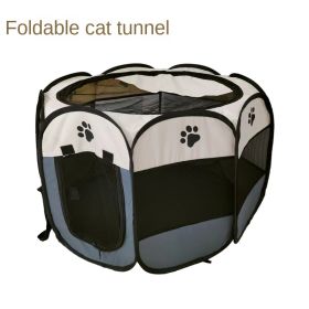 Oxford cloth folding pet tent cat kennel dog kennel cat delivery room indoor pet fence octagonal pet fence (Color: Yellow black, size: 114*114*58cm)