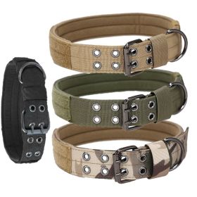 Super strong large dog collar with D-Ring & Buckle Collars Medium sized dog Golden haired horse dog Fierce dog collar (colour: Muddy color, size: L)