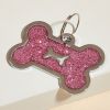 Metal Pet ID Tags With Pink Bone Shape For Dogs & Cats